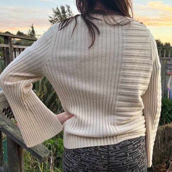 Equipment Emmaline Rib Wool & Cashmere Sweater Cream Ivory - Picture 3 of 6